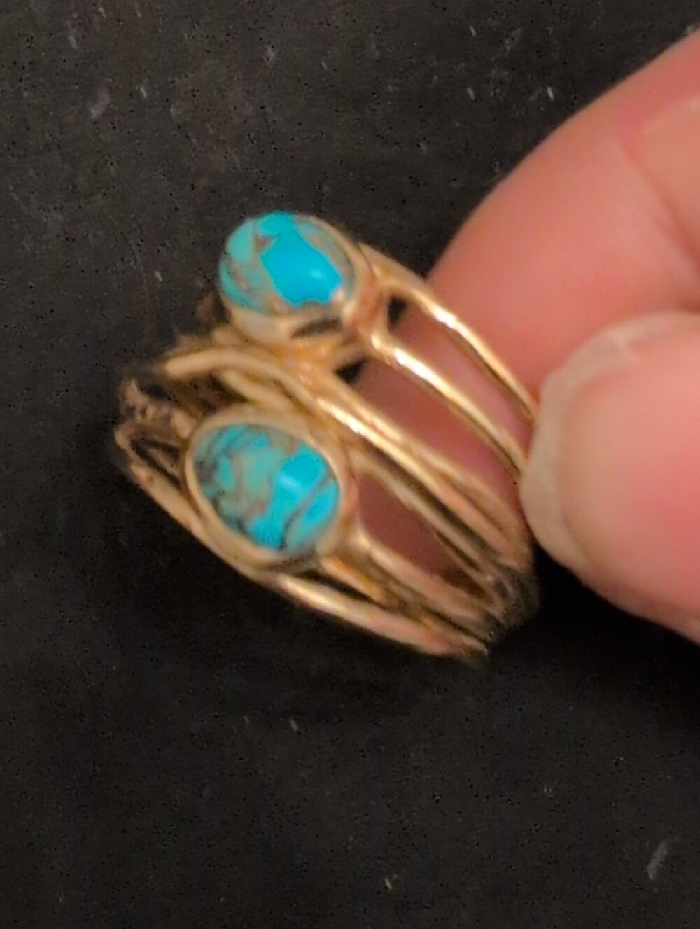 Ross-Simons Gemstone Highway Ring 18kt Gold Over Sterling Silver Created Turquoi